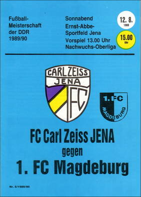 Titelseite Programmheft Carl Zeiss Jena - 1. FCM